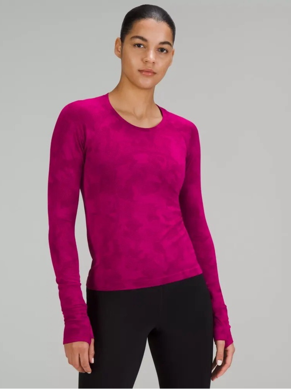 Lululemon Swiftly Tech Long Sleeve Shirt Camo Size 4 Magenta Purple
